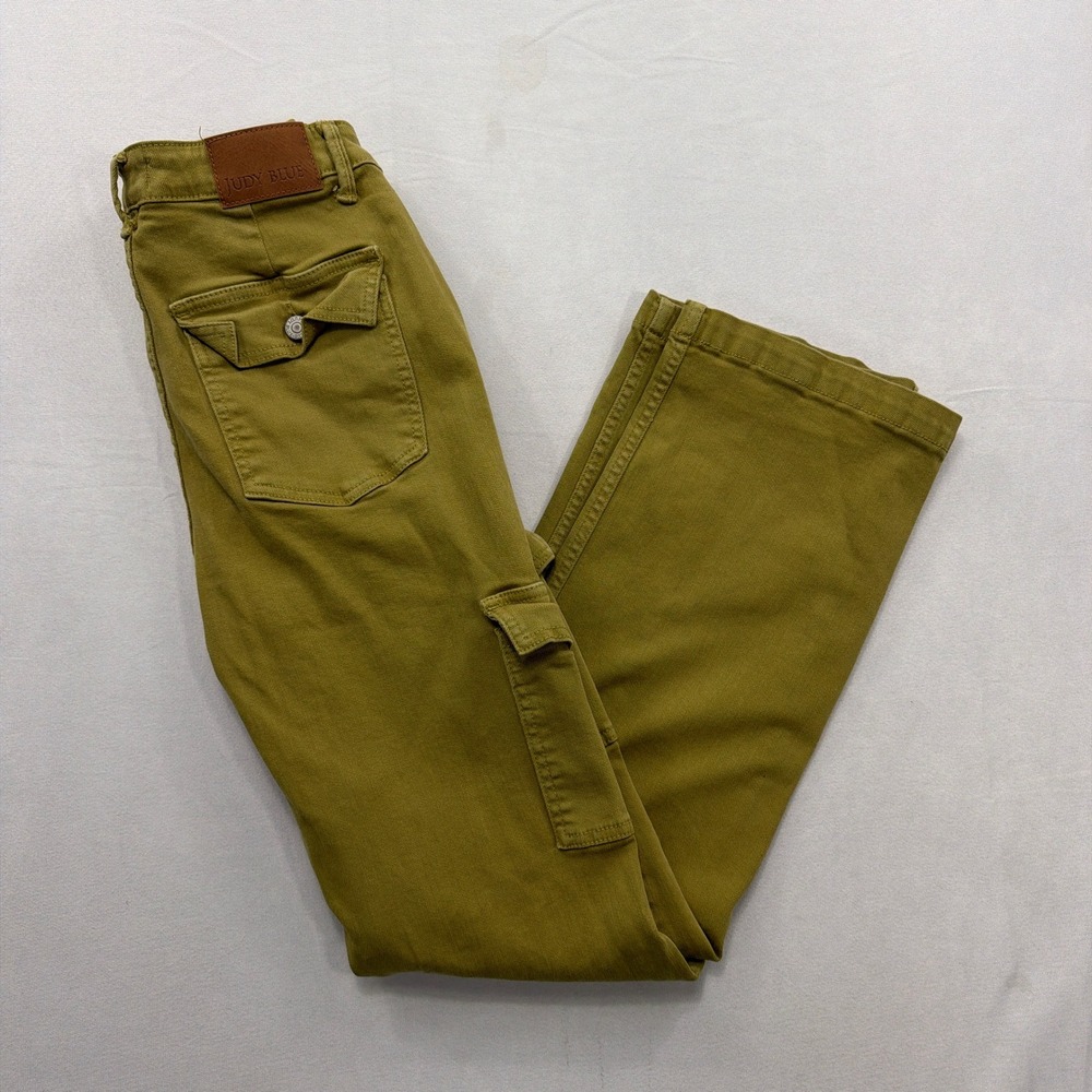 Judy Blue Cargo Pants High Rise Straight Leg Utility Olive Green Womens 5/27